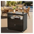 Outdoor Bar Cart with Storage Patio Wicker Sideboard Buffet