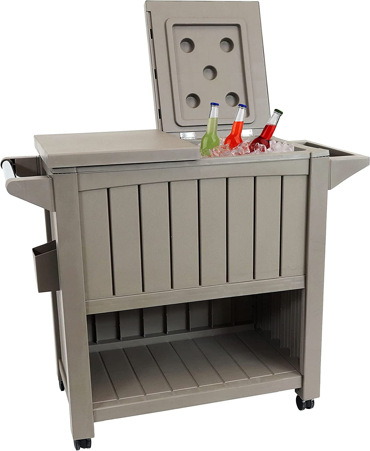 Outdoor Bar Cart With Cooler, Prep Table, And Storage BuiltIn