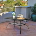 thumbnail image 1 of Outdoor Bar Height Dining Table, 59" Patio Bar Table, Rectangle Metal Steel Bar Table with Umbrella Hole for Patio, Garden, Yard, Balcony, Poolside, Black, 1 of 9