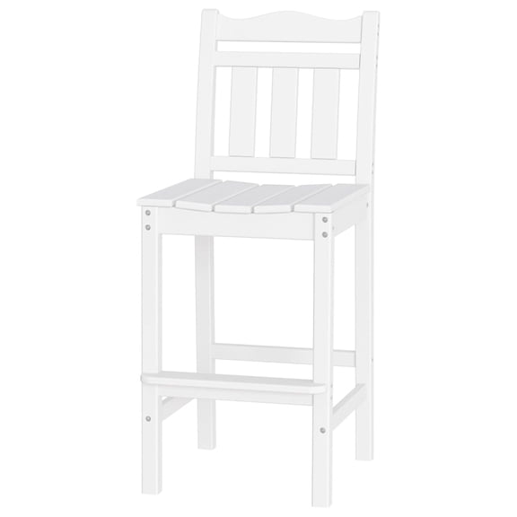 Outdoor Bar Stool, HDPE Tall Adirondack Chair Bar Chair, Weather Resistance Bar Height Chairs for Balcony, Garden, Yard, Backyard (White, Bar Chair)