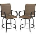 Outdoor Bar Stools with Armrests, Set of 2 360° Swivel Bar Height Patio