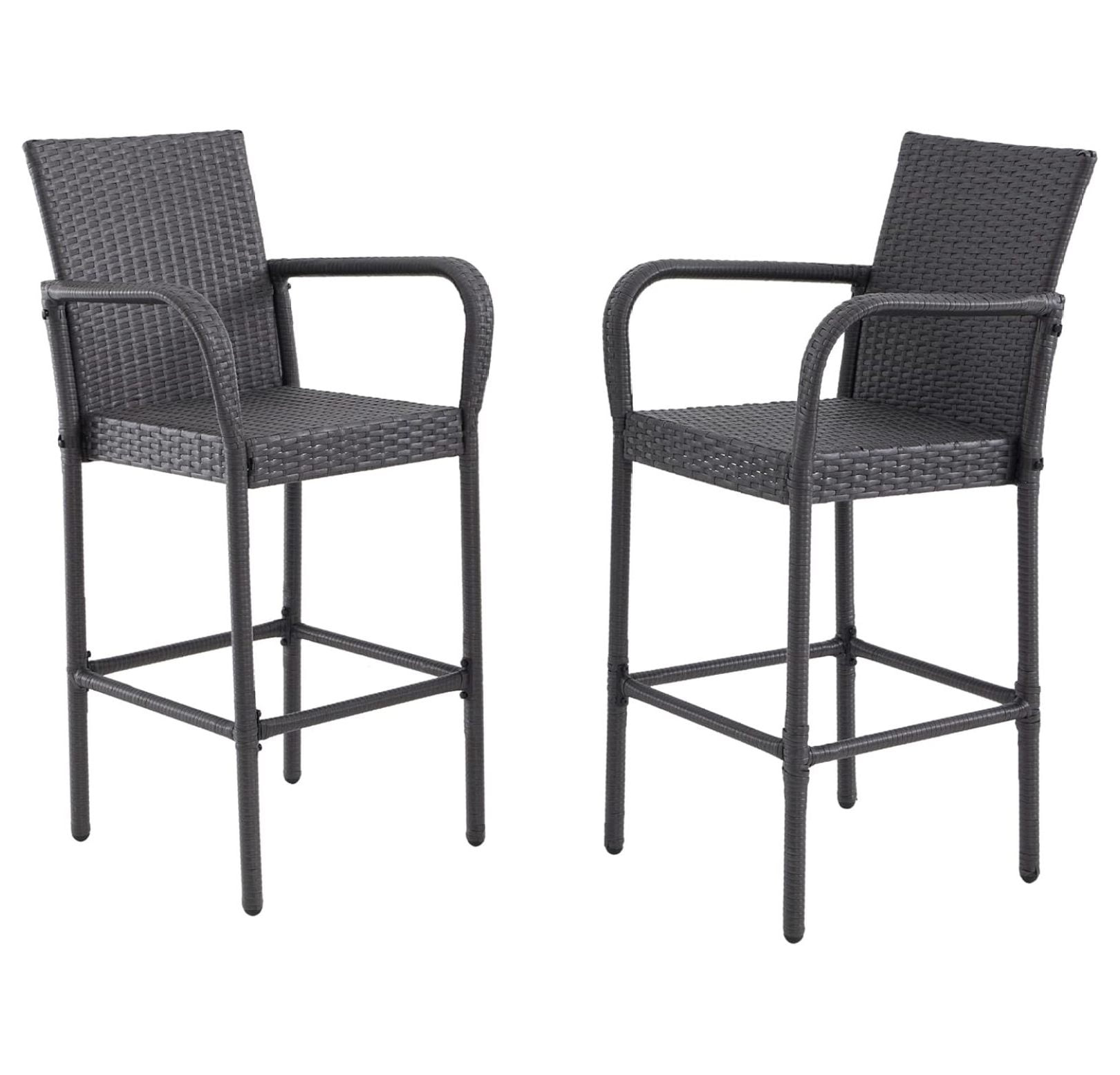 Outdoor Bar Stools Set of 2, 2Piece Patio Bar Stools with Armrests