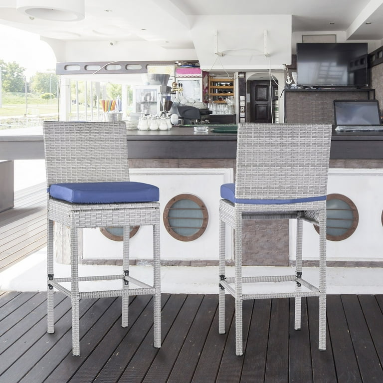 Outdoor Bar Stools Set of Wicker Counter Height Bar Stools Patio