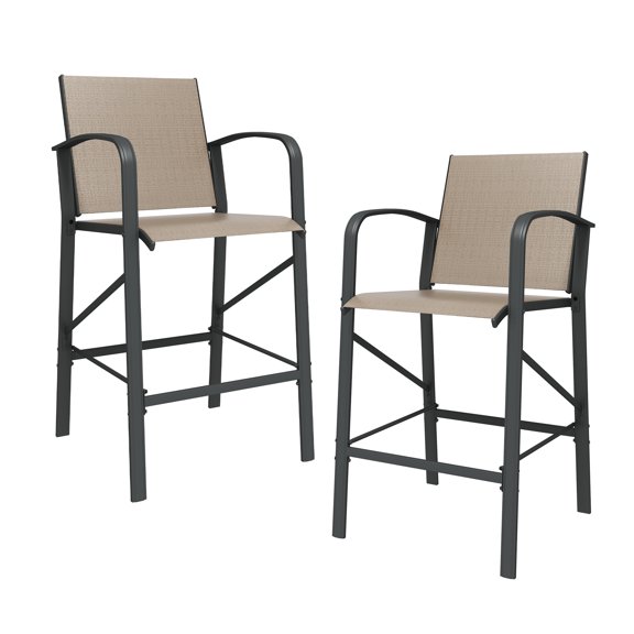 Outdoor Bar Stools Set of 6/4/2, Bar Height Outdoor Chairs with Back and Armrest, All Weather textilene High Top Bar Stools, for Backyard, Lawn Garden, Balcony