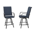 thumbnail image 1 of Outdoor Bar Stools Set of 2, 28.4" Pub Height Tall Patio Chairs, All-Weather 360° Swivel Patio Barstools for Outside Garden Poolside Yard, Blue, 1 of 8