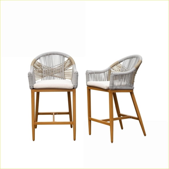 Outdoor Bar Stools Set of 2 | Counter Height, Modern Boho, for Patio Garden Pool Kitchen |Aluminium|khaki