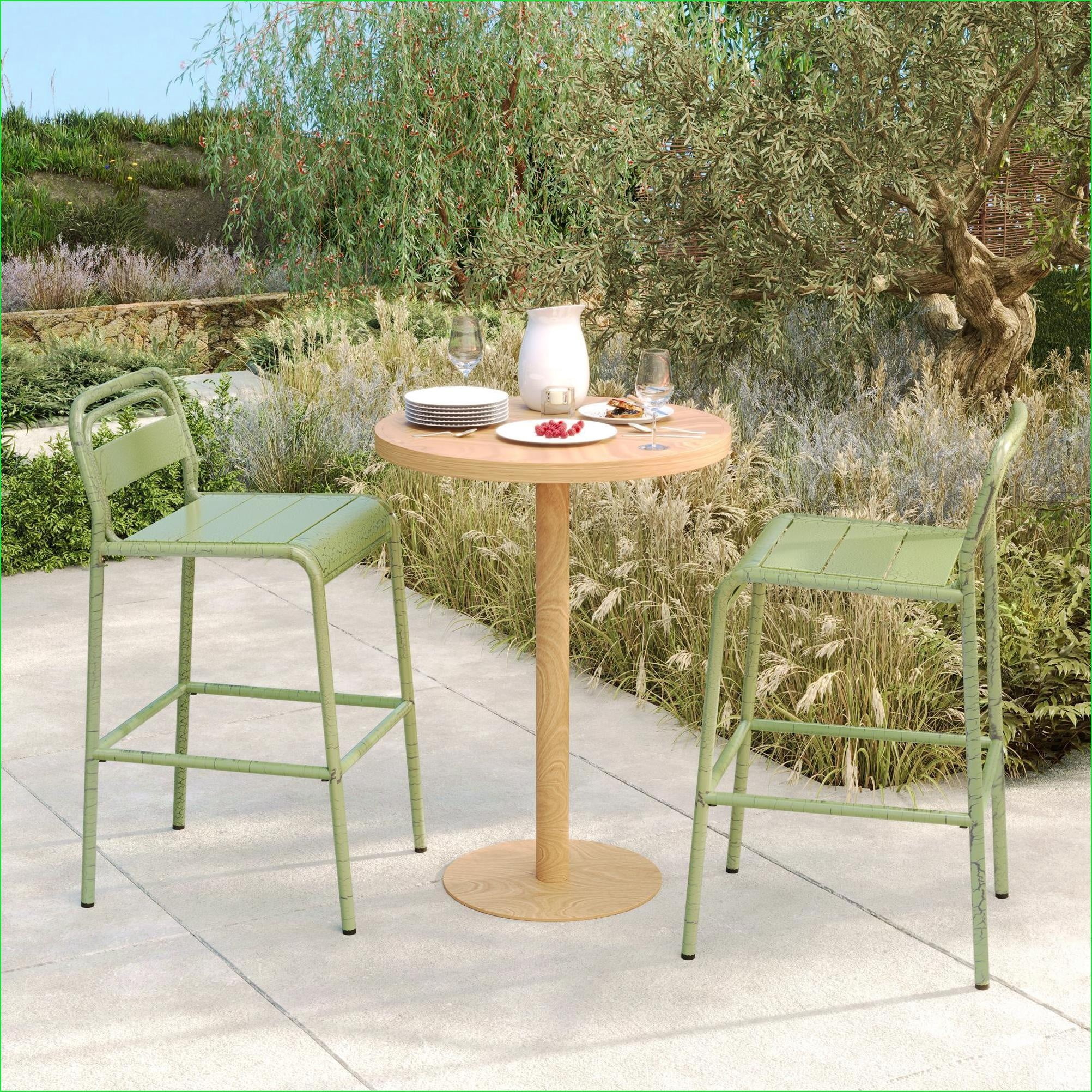 Outdoor Bar Stools, Set of 2 Modern Iron Stools for Patio Backyard BBQ ...