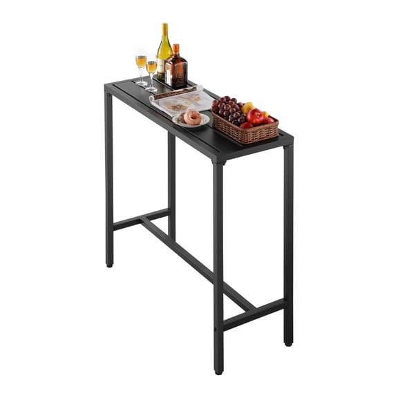 Outdoor Bar Table 39.4x15in, Patio Counter Height Table, Waterproof Metal Frame, Rectangle Dining Table for Balcony, Yard, Poolside, Indoor Use