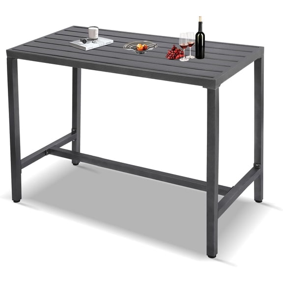 Outdoor Bar Table, 47" Patio Console Pub Height Table with Powder Coated Steel Frame and Weather Resistant Waterproof Top for Hot Tub, Balcony, Garden, Yard, Poolside, Indoor Outdoor