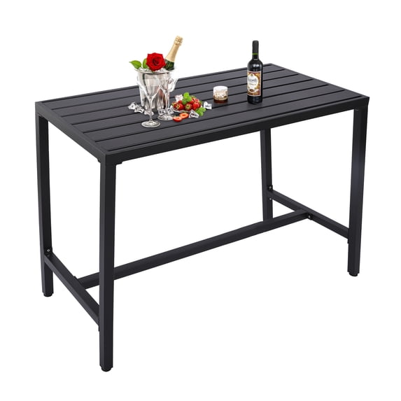 Outdoor Bar Table, 47" Patio Console Pub Height Table with Powder Coated Steel Frame and Weather Resistant Waterproof Top for Hot Tub, Balcony, Garden, Yard, Poolside, Indoor Outdoor
