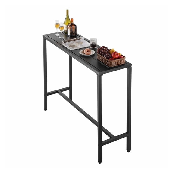 Outdoor Bar Table 47x15 in, Patio Counter Height Table, Waterproof Metal Frame, Rectangle Dining Table for Balcony, Yard, Poolside, Indoor Use