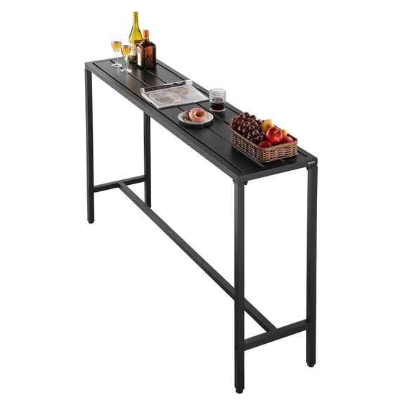 Outdoor Bar Table, 63 x 15 in Patio Bar Table, Waterproof Top & Sturdy Metal Frame, Rectangle Counter Height Dining Tables, Outdoor Furniture for Balcony, Yard, Hot Tub, Poolside, Indoor