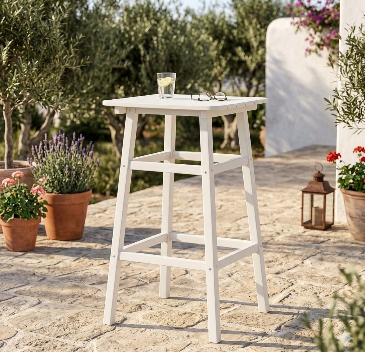 Outdoor Bar Table, HDPE Patio Bar Table, All Weather Height Patio Tables, Outdoor Bar Height Table, Tall Bistro Pub Table for Outside Deck, Porch
