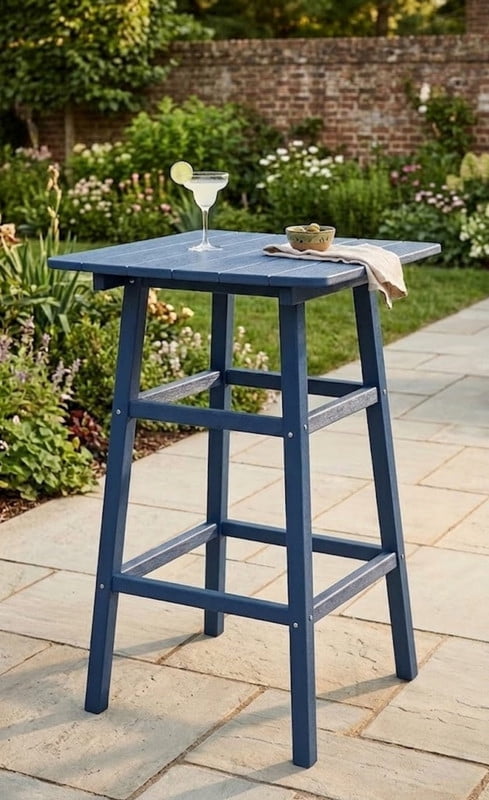 Outdoor Bar Table, HDPE Patio Bar Table, All Weather Height Patio Tables, Outdoor Bar Height Table, Tall Bistro Pub Table for Outside Deck, Porch