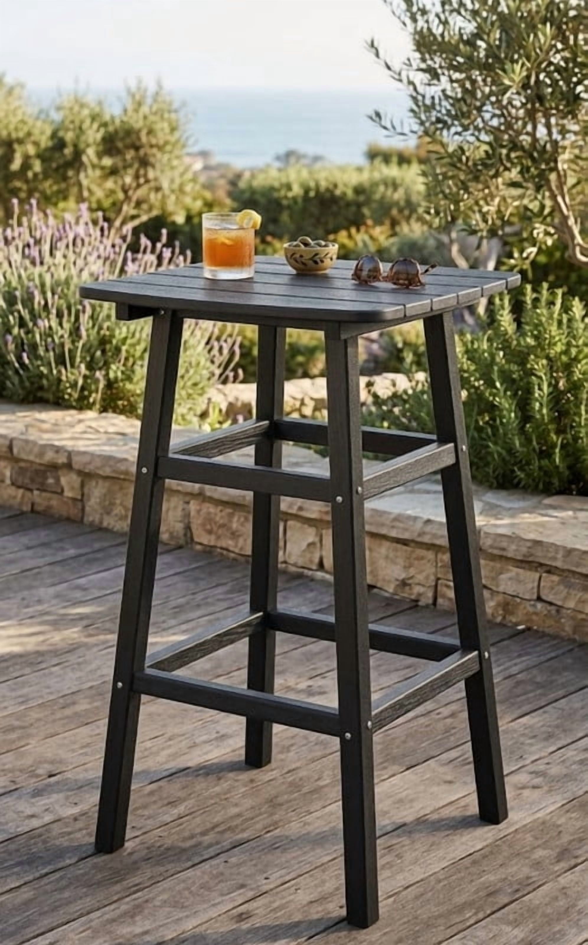 Outdoor Bar Table, HDPE Patio Bar Table, All Weather Height Patio Tables, Outdoor Bar Height Table, Tall Bistro Pub Table for Outside Deck, Porch