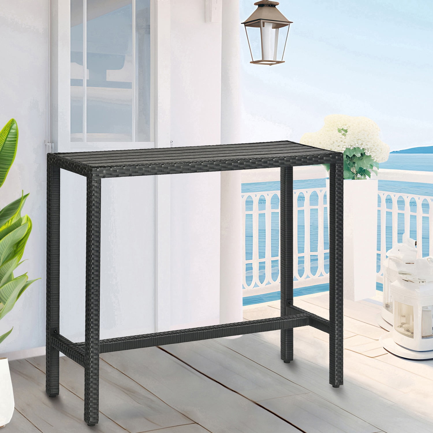 Outdoor Bar Table, Outdoor Console Table for Patio 45" Long Bar Height ...