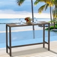 thumbnail image 1 of Outdoor Bar Table Patio Bar Height 55" Long Outdoor Console Table Hot Tub Tall Wicker High Top Pub Serving Table Narrow Sofa Sideboard Table Brown, 1 of 7