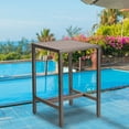 thumbnail image 1 of Outdoor Bar Table Patio Bar Height Bistro Table 39" Tall Outdoor High Top Square Pub Patio Table Wicker Rattan Metal Dinning Bar Table with Adjustable Feet for Balcony Outside Deck Backyard Brown, 1 of 7
