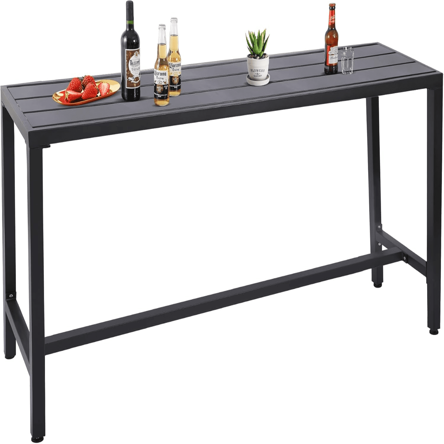 Outdoor Bar Table Patio Console Pub Height Table with Powder Coated