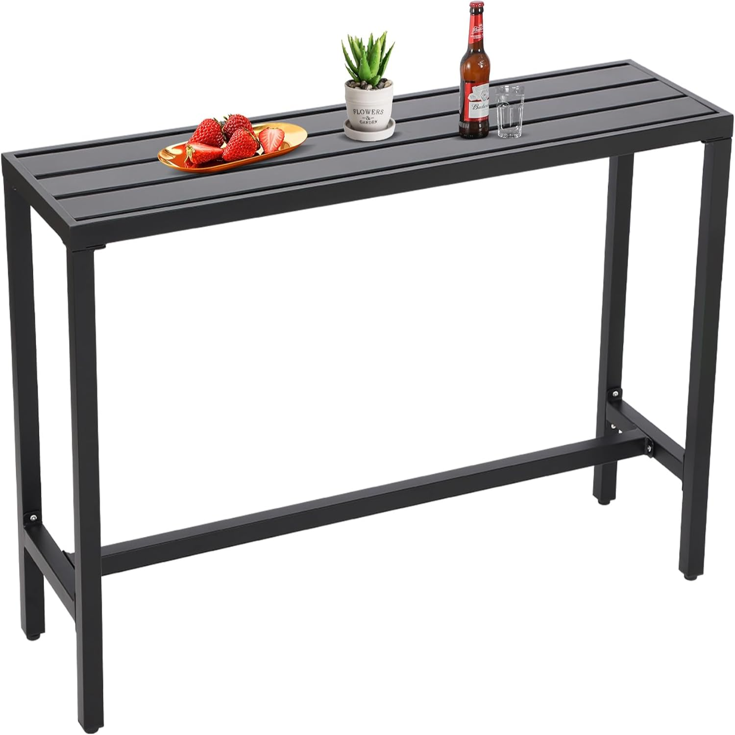 Outdoor Bar Table Patio Console Pub Height Table with Powder Coated