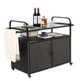 thumbnail image 1 of Outdoor Bar Table With Lockable Wheels, Steel Top & Wicker Cabinet Ideal For Garden, Poolside & Backyard Entertaining, 1 of 8