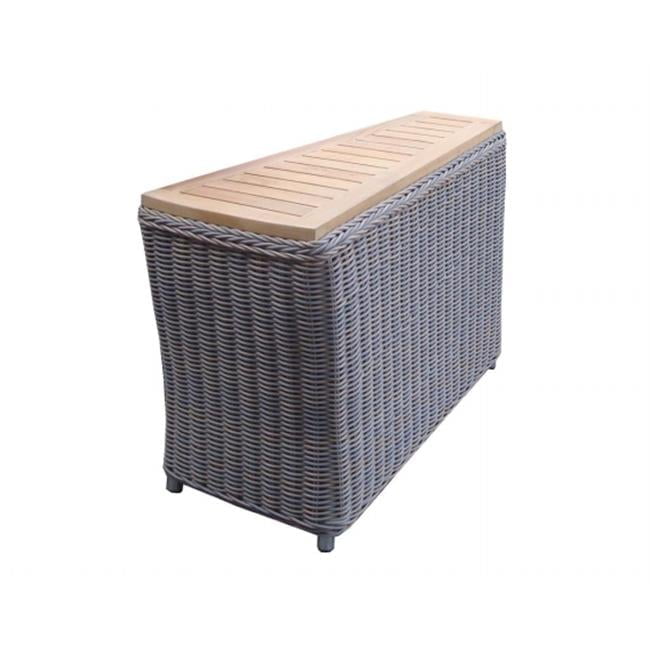 Barbados Natural Teak Top Circular Wicker Outdoor End Table