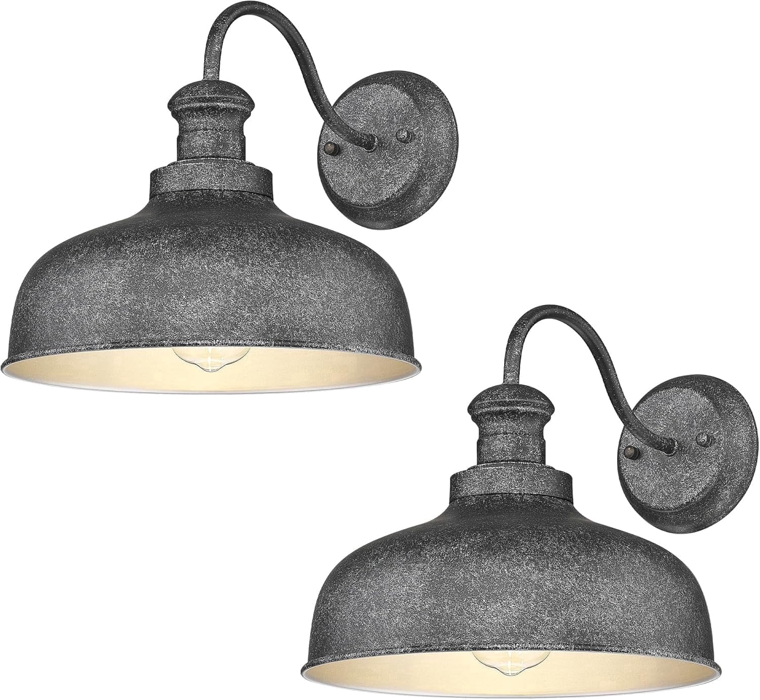 Outdoor Barn Light for Farmhouse, Anti-Rust 11.5 Inch Dome Exterior Wall Mount Lights Fixture ,Weather Resistant Outdoor Wall Sconce Lighting for Porch, Garage, Patio, Entryway(Antique Silver,,2Pack)