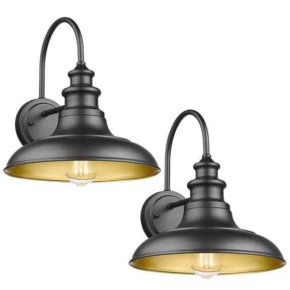 Outdoor Barn Light Fixture Black 12-RZ004-2PACK(Not Dusk to Dawn) Farmhouse Wall Mount Exterior Lighting