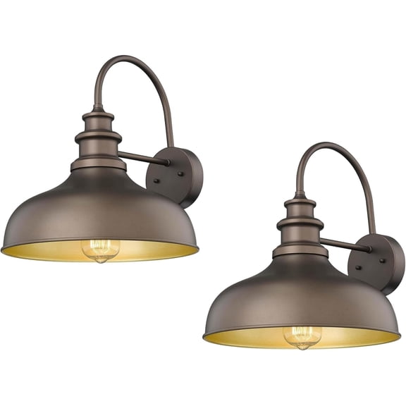 Outdoor Barn Light,Outdoor Wall Sconce,Farmhouse Porch Wall lamp, Anti-Rust Front Door Lighting Fixture for House, Doorway, Patio, Garage(Oil Rubbed Bronze,2 Pack)