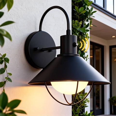 Outdoor Barn Wall Light Dusk to Dawn, 15" Metal Cage with White Glass, Weatherproof, ETL