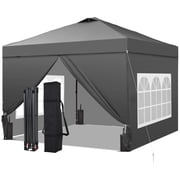Outdoor Basic 10x10 Pop up Canopy Tent with 4-Sidewalls,Instant Shade Gazebos with Adjustable Height,for Patio Deck Garden and Beach,Gray