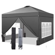 Outdoor Basic 10x10 Pop up Canopy Tent with 4-Sidewalls,Instant Shade Gazebos with Adjustable Height,for Patio Deck Garden and Beach,Gray