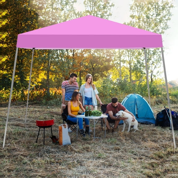 Outdoor Basic 8'x 8'Pop up Canopy Tent,Instant Canopies,Shade Tents with Carrying Bag,Pink