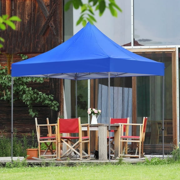 Outdoor Basic 10 x 10 ft Outdoor Gazebo Easy Pop-up Instant Patio Canopy Garden Tent for Patio Gazebo BBQ Beach Tailgating Party, Rain and sun protection (Blue)