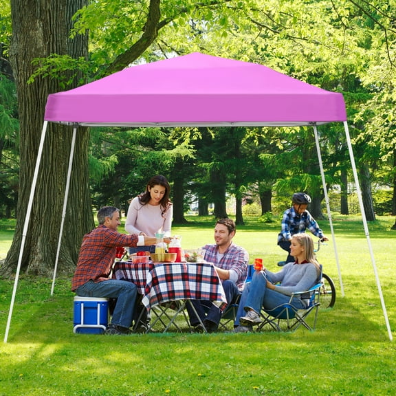 Outdoor Basic 8'x10' Pop Up Canopy Tent Party Wedding Folding Commercial Instant Shelter Sun Shade with Carring Bag, Pink