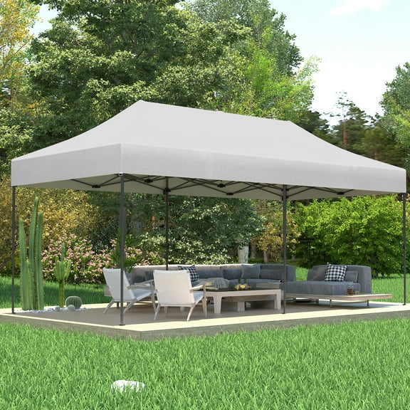 Outdoor Basic 10x20 Pop up Canopy Tent,Heavy Duty Commercial Instant Shade Gazebos,White
