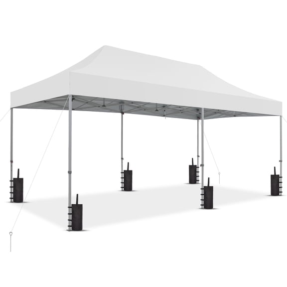 Outdoor Basic 10x20 Pop up Canopy Tent,Heavy Duty Commercial Instant Shade Gazebos,White