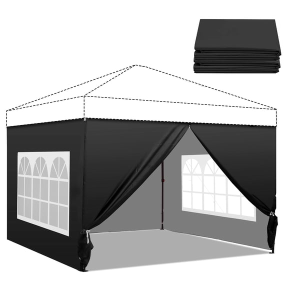 Outdoor Basic Canopy Tent Replacement Sidewalls for 12x12 Pop Up Canopy Water Resistant,99% UV Protection,4 Piece Sidewalls Only(Canopy Tent NOT Included),Black