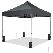 Outdoor Basic 10x10ft Pop Up Canopy, Thickened Frame Tent Canopy, Portable Storage Bag, 8 Stakes, 4 Ropes & 4 Sandbags, Gray