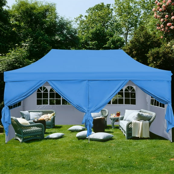 Outdoor Basic 10x20 FT Pop Up Outdoor Canopy Wedding Party Tent Folding Enclosed Canopy, Blue