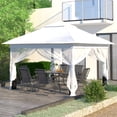 thumbnail image 1 of Outdoor Basic 11 x 11 ft Pop up Patio Gazebo, Portable Canopy Shade Tent with Mosquito Netting/Sandbags,White, 1 of 12
