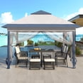 thumbnail image 1 of Outdoor Basic 11'x11' Collapsible Patio Gazebo, with Mosquito Netting, Navy Blue, 1 of 8