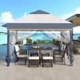 thumbnail image 1 of Outdoor Basic 11x11 ft Outdoor Patio Pop Up Canopy Gazebo with Heavy Duty Frame, Mosquito Netting & UV Protection,Navy Blue, 1 of 8