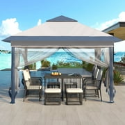 Outdoor Basic 11'x11' Collapsible Patio Gazebo, with Mosquito Netting, Navy Blue