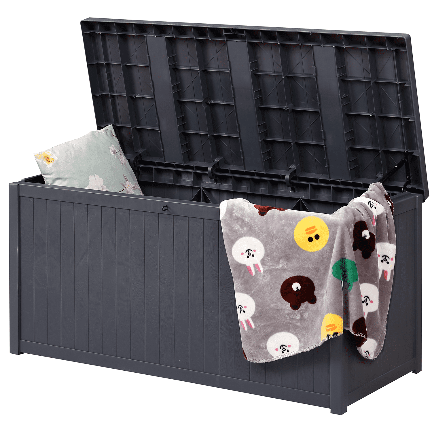 Outdoor Basic 124 Gallon Deck Box, Outdoor Storage Box With Padlock for