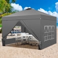 thumbnail image 1 of Outdoor Basic 12'x12’ Pop up Canopy Tent with One Push Setup & Sidewalls, Instant Shade Gazebos for Patio Deck Garden and Beach,Gray, 1 of 9