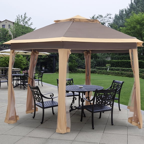 Outdoor Basic 6-Sided Pop up Gazebo Canopy with Mosquito Netting Patio Backyard Tent