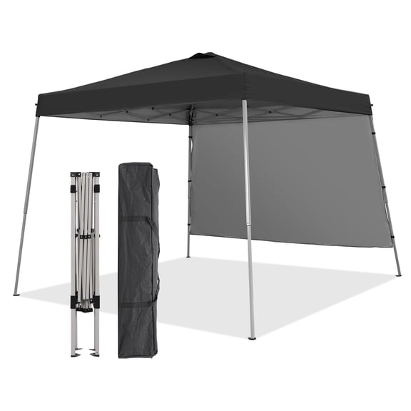 Outdoor Basic 8'x 8' Pop up Canopy Tent,Instant Canopies,Shade Tents with One Sidewall,Black