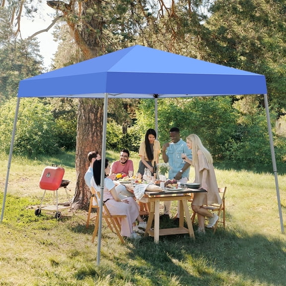 Outdoor Basic 8' x 10' Pop up Canopy Tent Outside Canopy, Patio Gazebo with Carry Bag, Extra 4 Stakes,for Patio Deck Garden and Beach,Blue.