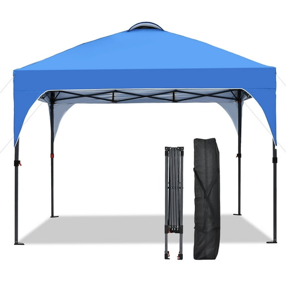 Outdoor Basic 8'x8'FT Pop Up Canopy, Easy-Setup Gazebo, Outdoor Awning with 3-Adjustable Heights for Beach, Parties, Camping, Blue.